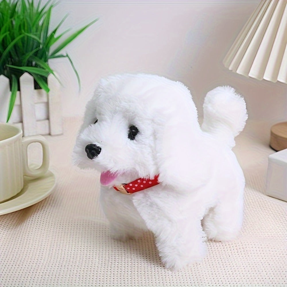 New White Realistic Robot Dog - Exquisite Gift Box, Interactive Walking, Barking, Wagging Tail, Expressive Eyes And Soft Plush, Office Companion Or Gift - Cute Animal Biomimetic, Halloween Gift, Christmas Gift, Easter, Pet Day Gift, Children's Day