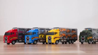 Toy Fire Truck Set Including a Play Mat, Carrier Truck Toys Designed for Children, a Die-Cast Metal Car Collection, Perfect As a Christmas Or Birthday Gift for Boys And Girls Aged 3 to 6 Years And Older