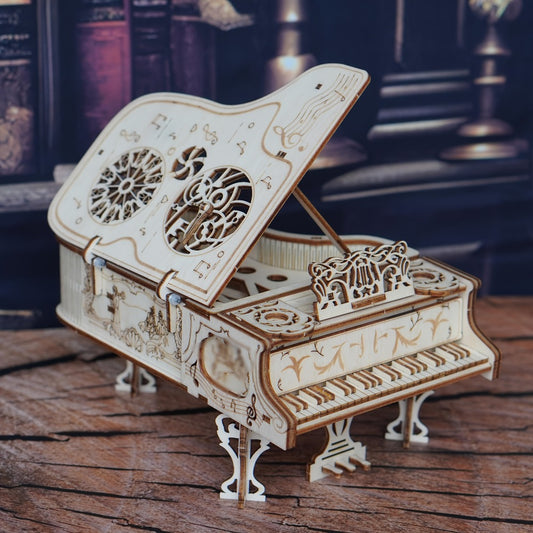A Detailed Wooden Piano Puzzle Model Kit, Ideal for Assembling by Hand. This Musical-Themed Toy Makes a Wonderful Gift for Loved Ones And Includes a Craft Kit with Complex Designs And Plywood Materials