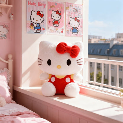 Hello Kitty KT Cat Stuffed Animal 3 Colors – Sanrio Kawaii Plush Doll in Red Pink Blue Soft Collectible Toy, Birthday Valentine Christmas Gift for Girls Teens Hello Kitty Fans