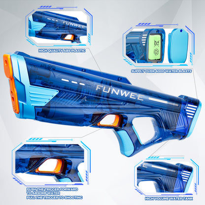 Auto-filling Electric Water Gun, Pulse Jet Water Gun, 28 Feet Long-range Fast Shooting Water Gun, USB Rechargeable Large-capacity Water Gun, Suitable for Children And Adults, Adult Water Gun Is Suitable for Swimming Pool Beach Backyard