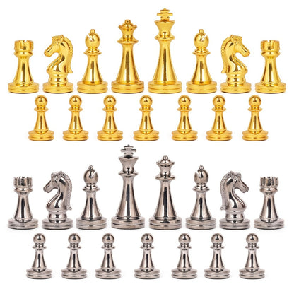 Luxury Metal Chess Set with Marble Board – Zinc Alloy Gunmetal & Gold Pieces Extra Queens 11.5" Elegant Chessboard Gift for Adults Beginners Home Office Decor