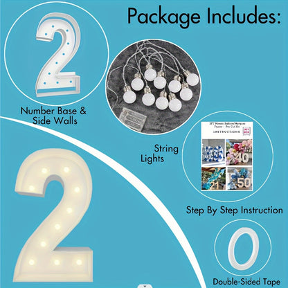 Warm White 73cm / 28.7 INCH - Illuminated Number 1 Balloon Frame - Paper PS Foam Board, Perfect for Birthday & Anniversary Parties,Graduation Decorations, Back to School of 2026