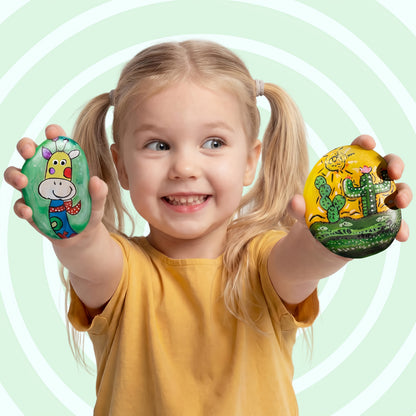 [Easter Christmas Birthday] 10pcs Rocks Painting Kit for Kids, Arts and Crafts for Girls & Boys Ages 6+, DIY Supplies for Painting Rocks, Easter Craft Kits Art Set, Children Birthday Christmas Presents, Family Indoor Activity