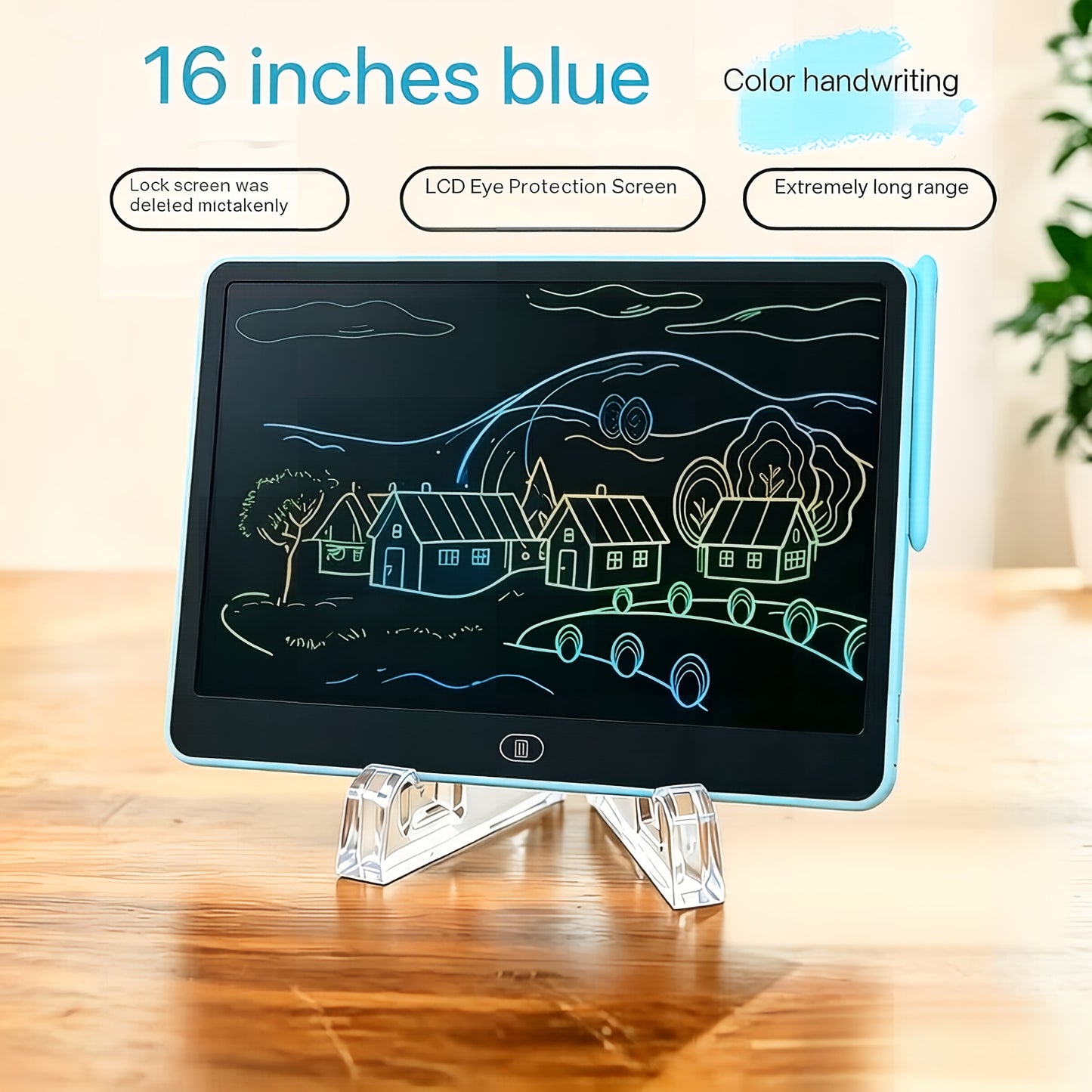 [Ideal Gift] 16-Inch LCD Doodle Board, Flexible Screen, Science Eye Protection, Portable Multi-Scene Educational Toy Perfect for Home, School, Office & Travel Ideal Gift, with Included Stand