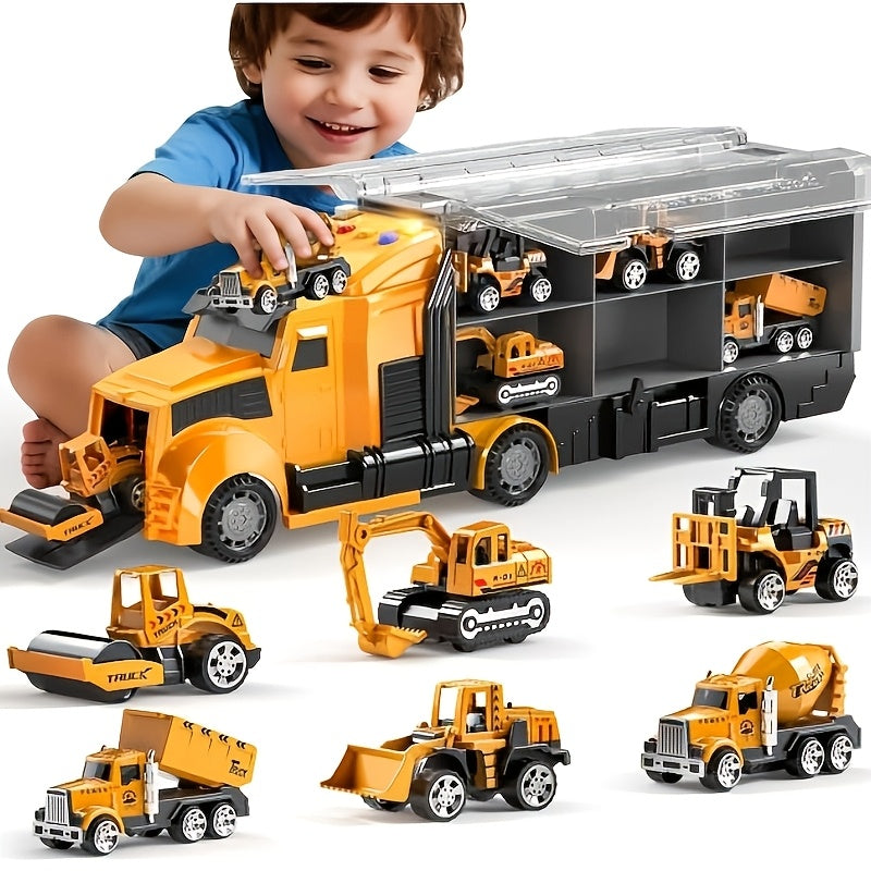 7-In-1 Diecast Construction Toys For Children Aged 3-9, Trucks For Boys, Excavator Toy, Kids' Play Cars & Race Cars, And And An Excellent Gift For Birthdays, Easter For Both Boys And Girls