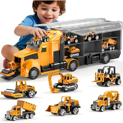 7-In-1 Diecast Construction Toys For Children Aged 3-9, Trucks For Boys, Excavator Toy, Kids' Play Cars & Race Cars, And And An Excellent Gift For Birthdays, Easter For Both Boys And Girls