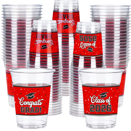 2026 Graduation Ceremony - 100 14oz Graduation Plastic Mugs, Multiple Colors Available, Perfect for Graduation Parties | Party Mugs for Graduation Celebrations | Graduation Party Essentials And Decorations