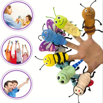 6pcs Insect Finger Puppet Set, Mini Hand Puppets Suitable for Kids, Cute Animal for Role-Playing And Storytelling, Realistic Finger Puppet for Toddlers