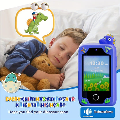 Fun Explorer Phone - 8GB HD Touchscreen Dual Camera Cell Phone With Dinosaur Design, Kids Toy Phone, Educational Travel Toy, Birthday Halloween Christmas Gift For Boys And Girls