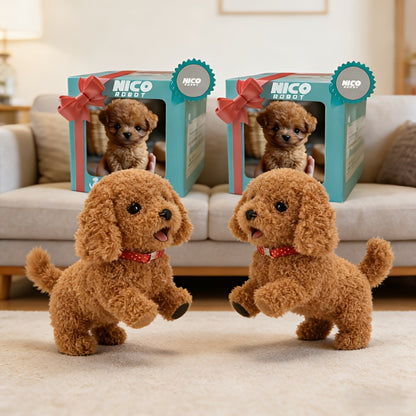 2 Cute Plush Simulation Machine Puppies, Realistically Reproducing The Soft And Cute Barking Sound Effects Of Puppies, Matched with Simulated Walking Movements, Soft And Slow Rebound Electronic Pet Toys, Odorless, Safe, No Shedding Of Fur