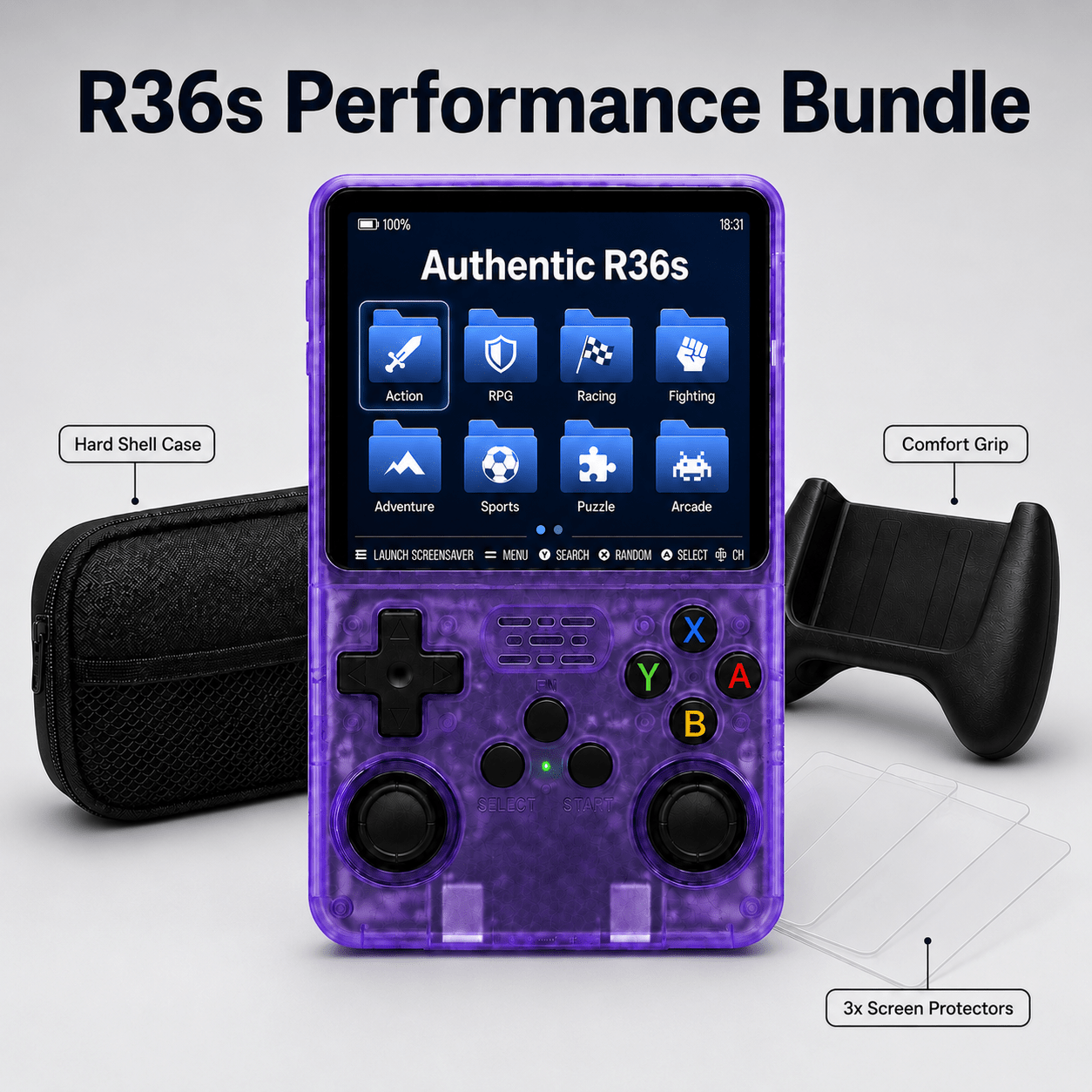 Authentic R36S ArkOs 128GB Game Console Retro Handheld 3.5 Inch IPS Screen Portable Gaming Device