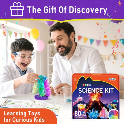 STEM Science Kit for Kids Ages 6-12 – 60 80 105 Lab Experiments, Chemistry Set with Crystal Growing & Chemical Reactions, Educational Science Toy Gift for Boys Girls 6 7 8 9 10 11 12 Year Old