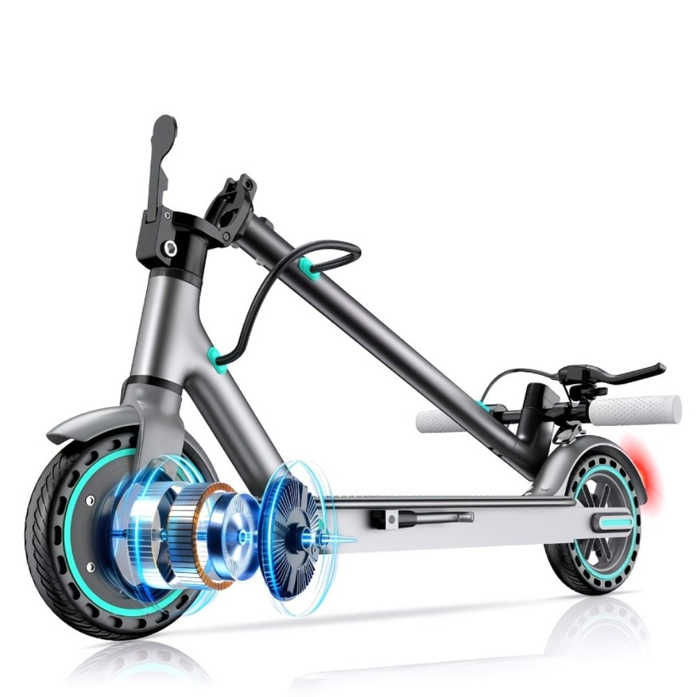 Electric Scooter for Adults 350W Motor 19 MPH 21-Mile Range Foldable Commuter Scooter 8.5 Inch Solid Tires APP Control Dual Brake LED Lights Portable