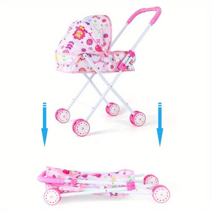 Baby Doll Set with Stroller 12 Realistic 11 Inch Baby Dolls + Doll Accessories – Pink or Purple Doll Car Included, Ultimate Nurturing Play Gift for Girls Kids Ages 3+ Holiday Birthday Christmas