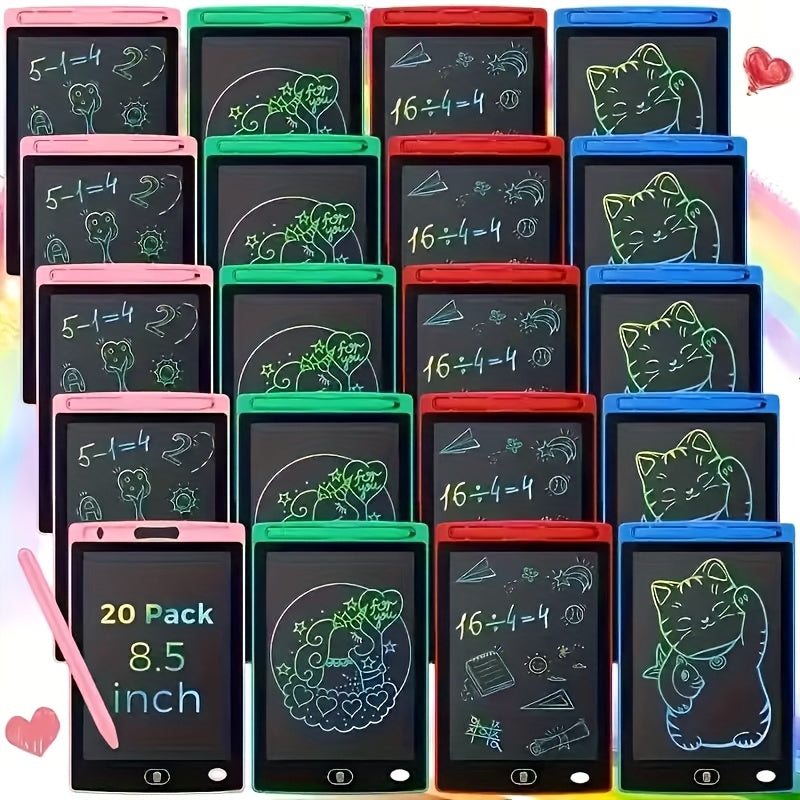 [Ideal Gift] 10/20pcs LCD Writing Board, Suitable for Children Aged 3-8-8.5-inch Reusable And Erasable Doodling Board, Blue, Red, Green, Pink - Ideal Educational Toy, Perfect for Drawing, Birthday And Festival Gifts Creative Play Takes Time! Colorful Tabl