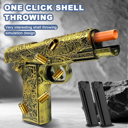 Cool Toy Gun with 120 Soft Bullet Shells & Ejecting Shells System - Semi-Automatic Rapid-Fire Pistol Suitable for Boys, 2 Magazines & 12 Shells/Bullets for Indoor/Outdoor Shooting Games, Birthday Gifts for (Fake Gun for Role Play)