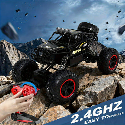 High Speed RC Off-Road Truck for Boys 6+ – Large All-Terrain Remote Control Car with USB Rechargeable Battery, 4WD Racing Vehicle, Cool Birthday Christmas Gift for Kids (Black or Red)