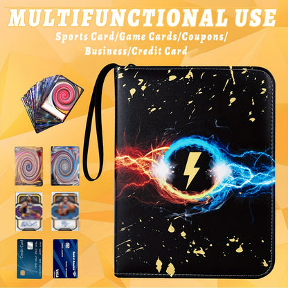 Trading Card Album for Collectors, 900 Card Capacity, 9 Pocket Card Binder with 50 Removable Sleeves, 3-Ring Card Holder for MTG, TCG, Sports Cards, Waterproof PU Leather