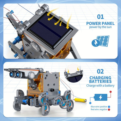 12-in-1 Solar Robot Kit for Kids Ages 8-13 – Build Your Own Solar Powered Robot, STEM Engineering Building Toy, Educational Science Experiment Gift for Boys Girls 8 9 10 11 12 13, No Batteries Needed