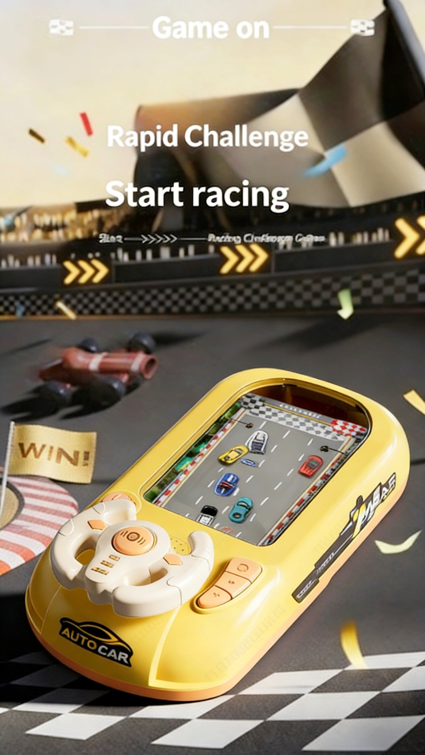 [Great Gift] Cool Racing Simulator Steering Wheel Toy for Boys & Girls, 200 Game Levels with Realistic Sound & HD Graphics, Interactive Parent-Child Educational Toy, Great Gift for Independence Day, Summer Party, Family Events & Back to School