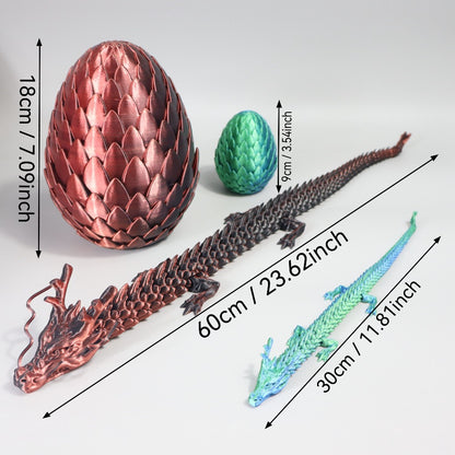 Dragon Egg Gift Set 3D Printed – 7.09in Scaled Egg + 23.62in Large Dragon Ornament, 10 Colors Rainbow Amethyst Crystal Fantasy Collector Gift for Adults Easter Valentine Birthday