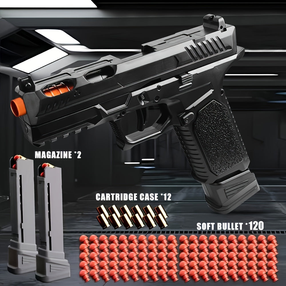Cool Toy Gun, Soft Bullet Toy Gun Pistol With Ejecting Shells, Semi-Automatic Rapid-fire Toy Fake Guns With 100 Bullets, Indoor, Outdoor Shooting Games, Birthday Halloween Christmas Gift For Boy