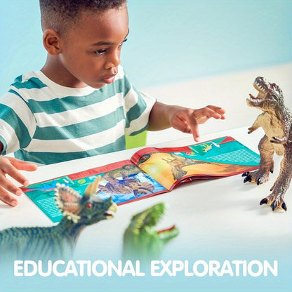 Toddler Dinosaur Figures with Educational Book – 6 Jumbo Soft Realistic Dinosaur Toys for Toddlers 1+ Years, Learning Playset for Kids, Perfect Gift for Boys & Girls, Christmas & Birthday Toys