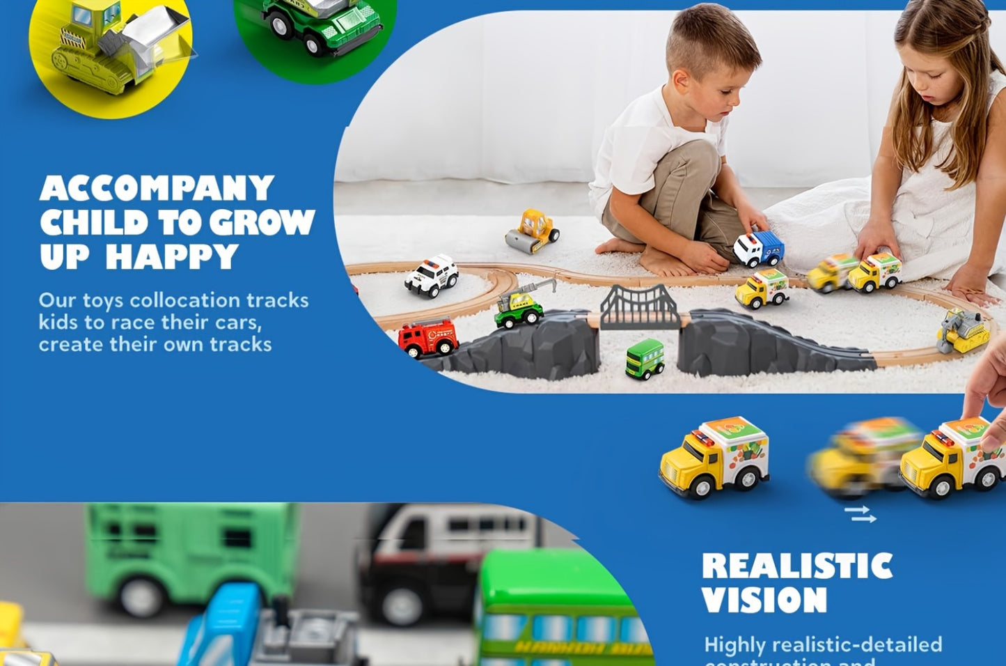 Pull Back Cars Toy Set 18pcs for Kids, Mini City Vehicles with Fire Truck Police Car School Bus, Friction Powered Toy Cars for Boys Girls Ages 3+ Party Favors Gift