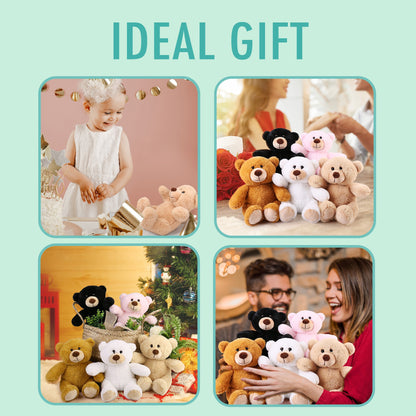 LotFancy Teddy Bear Stuffed Animals, Set of 5, 8 inch Small Teddy Bear Bulk, Baby Bear Plush Toy for Baby Shower Decoration, Kids Birthday Gift For Boys Girls, Gifts for Girlfriend, Birthday Christmas Gifts Valentine's Day Brown