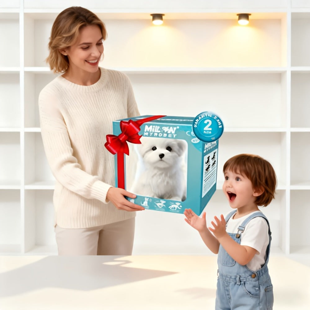 2026 Upgrade Plush Electric Simulation Puppy - Walk & Bark Interactive Electronic Pet, Soft Plush Gift Box, Parent-Child Companion Holiday Gift
