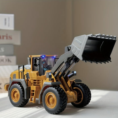 Alloy RC Construction Vehicle Toy for Kids – 2.4GHz Remote Control Excavator, Loader, Dump Truck with Alloy Metal Cap, Light & Sound, Rechargeable Battery, Boys Gift for Halloween Thanksgiving Christmas