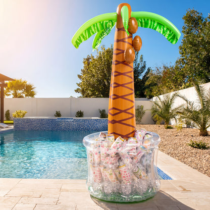 SYNCFUN Inflatable Palm Tree Cooler, Beach Theme Party Decor, Pool Party Decorations, Luau Hawaiian Birthday Party Supplies Ocean Jungle Tropical Themed Party Decoration Summer Outdoor Drink Cooler