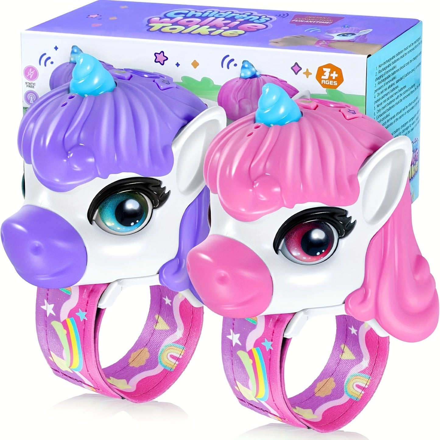 2Packs Unicorn Walkie Talkies for Kids - Luminous Function, Gift for Kids 2 Way Radios Toys for Boys And Girls Ages 3-12 - Long Range - Outdoor Adventure, Camping, Hiking Gifts Birthday Back to School Halloween Christmas Gifts (Pink/Purple)