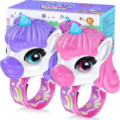 2Packs Unicorn Walkie Talkies for Kids - Luminous Function, Gift for Kids 2 Way Radios Toys for Boys And Girls Ages 3-12 - Long Range - Outdoor Adventure, Camping, Hiking Gifts Birthday Back to School Halloween Christmas Gifts (Pink/Purple)