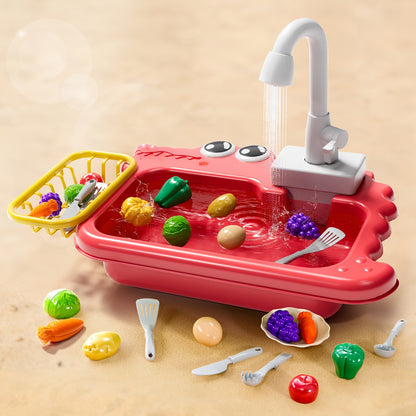 Mini Sink Toy, Play Sink with Running Water, Automatic Water Cycle System, Kids Pretend Role Play Dishwasher Toys for Boys And Girls