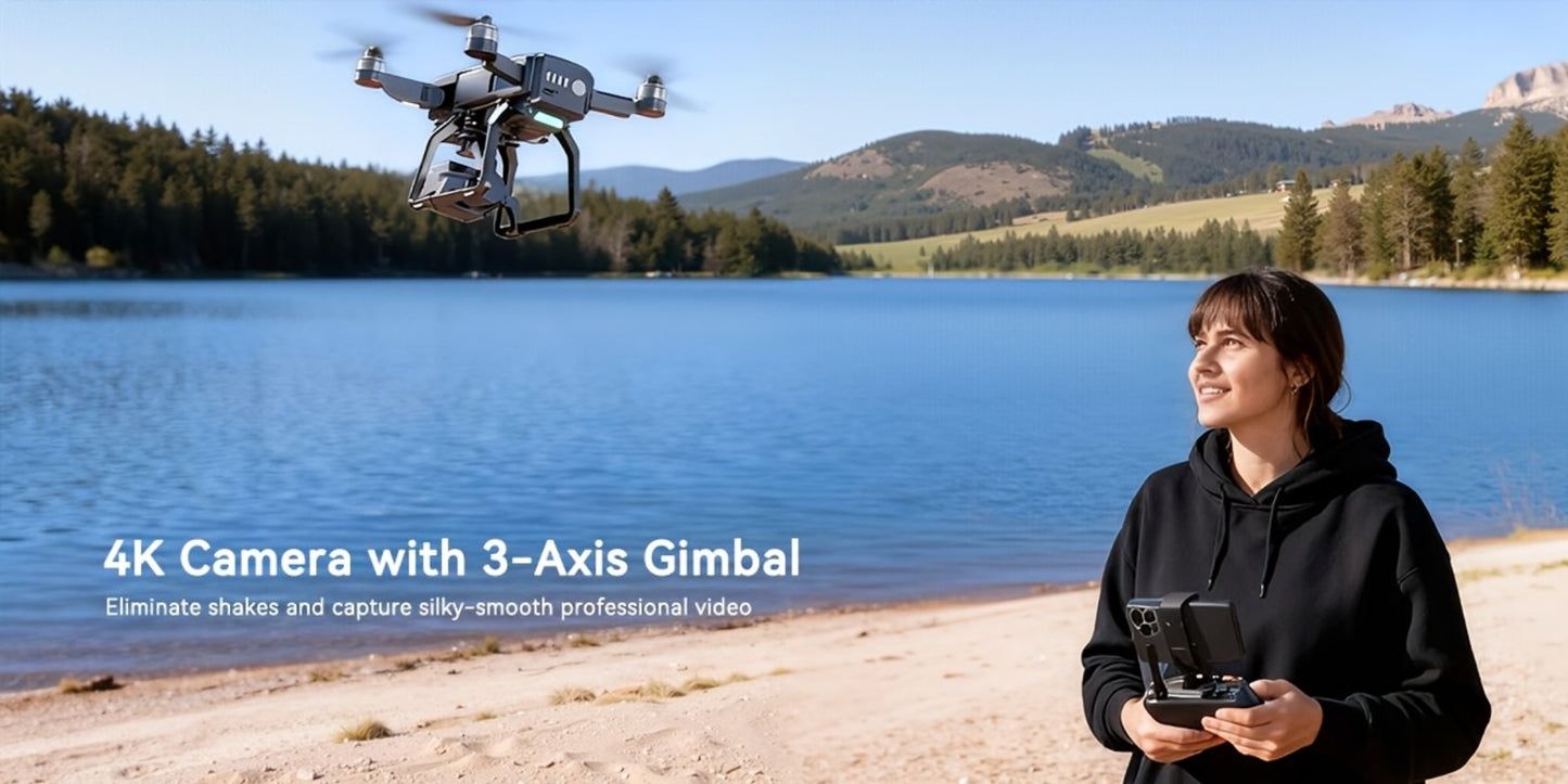 Bwine F7GB2 4K Drone with 3-Axis Gimbal & 50-Min Flight – 8.2MP Camera, 3.2KM Transmission, Level 6 Wind Resistance, GPS Smart Return, Route Planning, FAA Compliant, 2 or 3 Batteries
