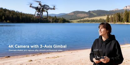 Bwine F7GB2 4K Drone with 3-Axis Gimbal & 50-Min Flight – 8.2MP Camera, 3.2KM Transmission, Level 6 Wind Resistance, GPS Smart Return, Route Planning, FAA Compliant, 2 or 3 Batteries