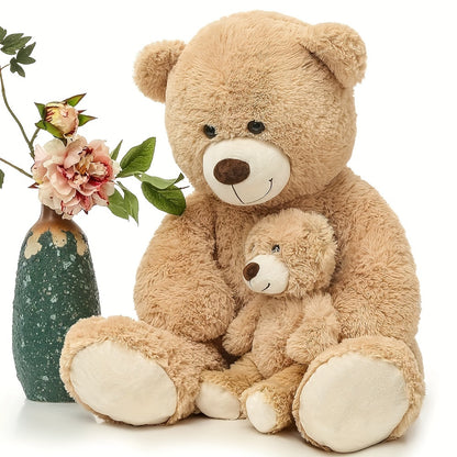Giant Teddy Bear Stuffed Animal, Large Teddy Bear Mommy with Baby, Big Teddy Bear Stuffed Bear for Kids, Girlfriend On Mother's Day, Valentine, Christmas, Baby Shower, Light Brown