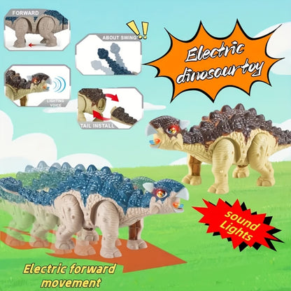 Ankylosaurus Dinosaur Toy That Walks & Roars – Electric Auto-Walk Dino with Roaring Sound Lightweight Kids Toy for Boys Girls Ages 3+ Birthday Halloween Christmas Gift