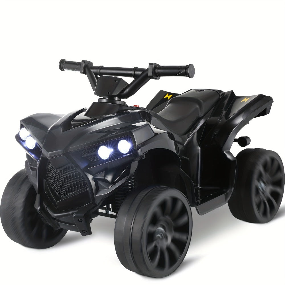 6V Kids Electric Quad ATV Ride-On 4-Wheeler with Headlights Foot Pedal Accelerator Treaded Anti-Slip Tires 1.86 MPH Outdoor Birthday Gift Boys Girls Ages 3+ Pink Blue Red Black