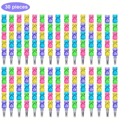 Bear Stackable Pencils 5-in-1 HB 59pcs No Sharpening Needed – Cute Cartoon Multicolor Snap Together Pencil Set Party Favor School Supply Gift for Kids Ages 4+ Birthday Easter Christmas