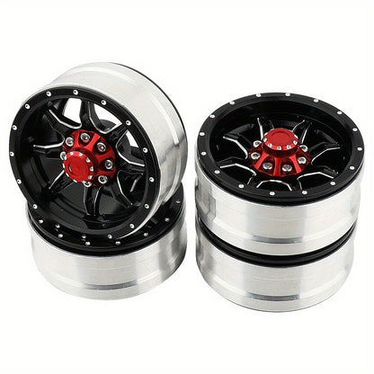 1.9" Beadlock Wheel Rims for RC Crawler 4pcs – Aluminum Alloy Metal Hub Upgrade Set for Axial SCX10 SCX10 III CC01 D90 TRX4 TRX6 1/10 Scale Rock Crawler