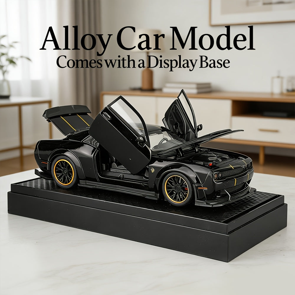 1:32 Scale Dodge Hellcat Metal Die-Cast Car Model - Features Openable Doors, Comes with Display Base, Perfect for Collectors, Beautiful Decoration & Gift Idea for Friends, Birthdays, Christmas, And New Year