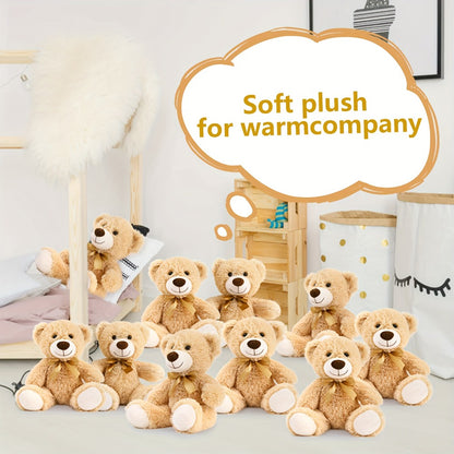 Bulk Teddy Bears Set 8 Pack 11 Inch Soft Stuffed Bear Plush Toys for Baby Shower Decorations Party Favors Classroom Prizes Kids Birthday Gifts Dark Brown and Khaki