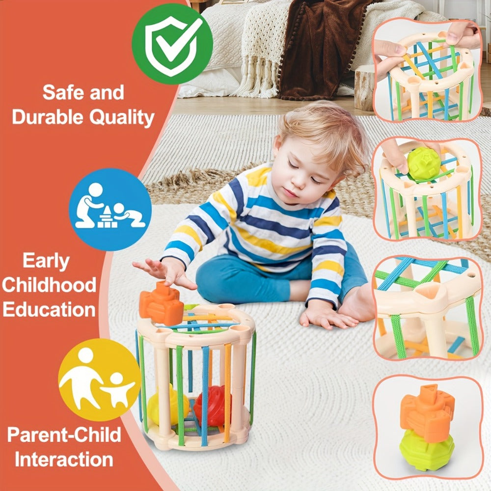 3-in-1 Sensory Stacking Toy Set for Toddlers – Hand-Eye Coordination & Fine Motor Skills Activity Kit with Soft Cloth Book, Spinning Top & Stacking Cups, Birthday Easter Gift for Baby Boys & Girls