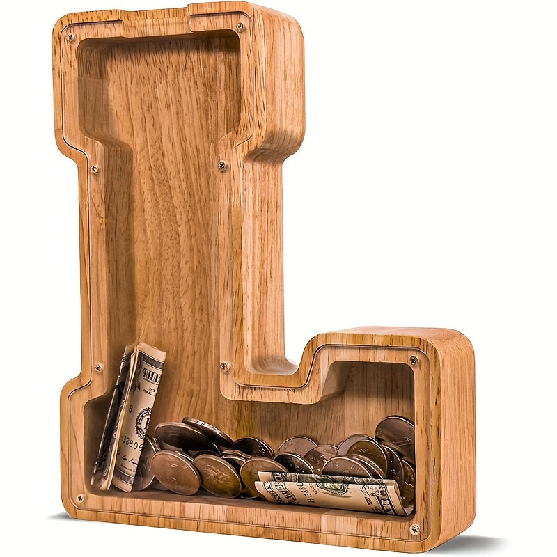 26 Wooden Letter Penny Bank, Penny Bank for Adults, Alphabet Money Bank, Safe & Durable Savings Box Coin Bank Birthday Gift