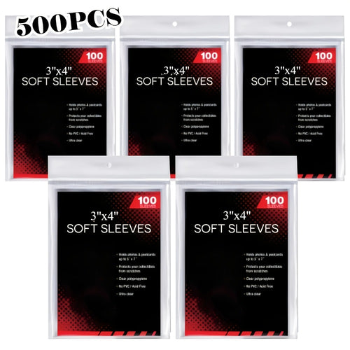 Soft Penny Sleeves 500 Pack – 5 Packs of 100 Clear Card Sleeves for Standard Size Trading Cards, Protective Sleeves for Pokemon, Baseball, Sports, MTG & Game Cards, Bulk Value Set for Collectors