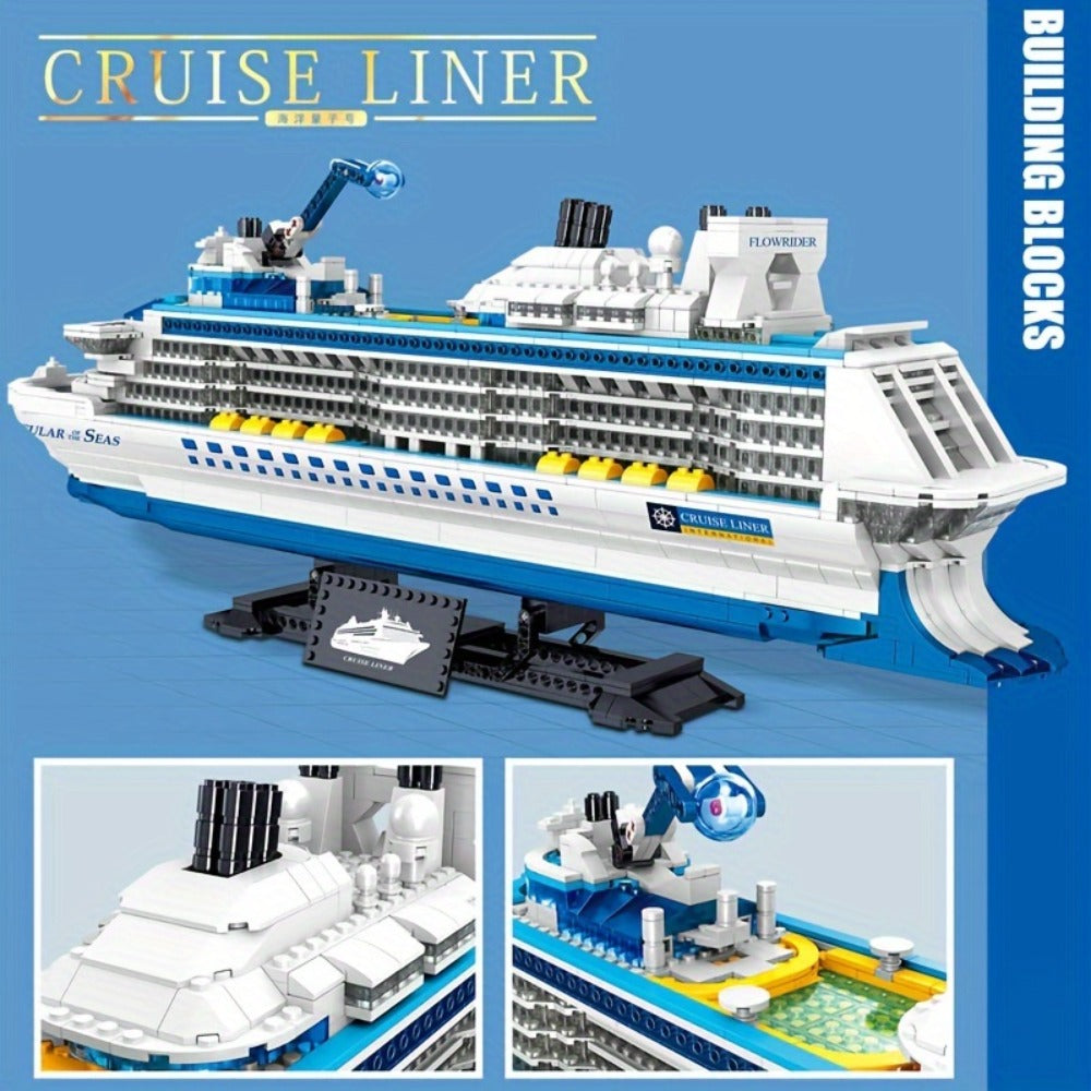 Cruise Ship Building Blocks Model 2428 Pcs – Technic Mini Brick Advanced Construction Set Home Decor Display for Adults Teens Ship Enthusiasts Christmas Birthday Gift