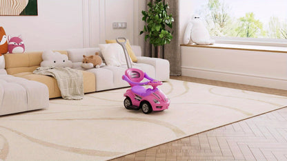 [Fun Playset] 3-in-1 Youngsters Playset: Pink Push, Ride & Walker Car | Safe & Fun for Indoor/Outdoor Play with Guardrail, Music & Under Seat Storage - Ages 18-36 Months